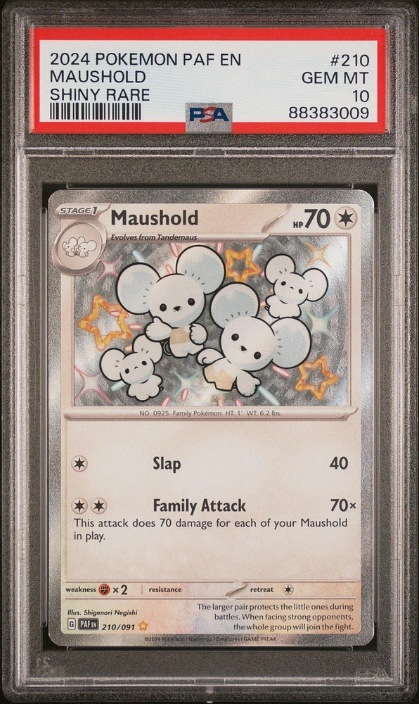 2024 Pokemon Paf En-paldean Fates 210 Maushold Shiny Rare PSA 10
