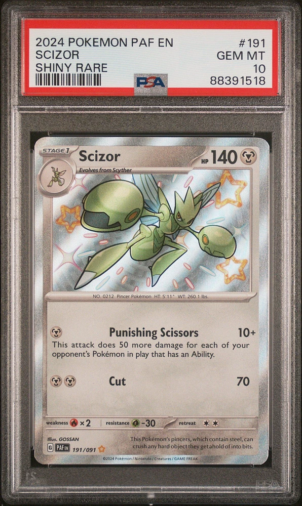 2024 Pokemon Paf En-paldean Fates 191 Scizor Shiny Rare PSA 10
