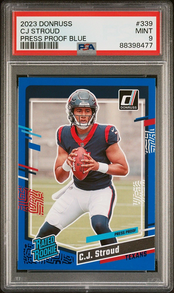 2023 Panini Donruss 339 Cj Stroud Press Proof Blue PSA