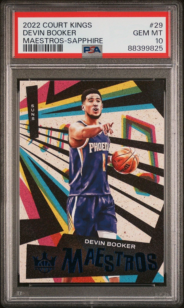 2022 Panini Court Kings Maestros 29 Devin Booker Sapphire PSA 10