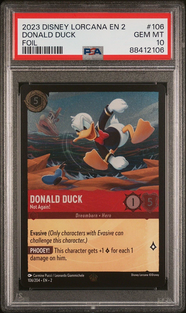 2023 Disney Lorcana En 2-rise Of The Floodborn 106 Donald Duck - Not Again! Foil PSA 10