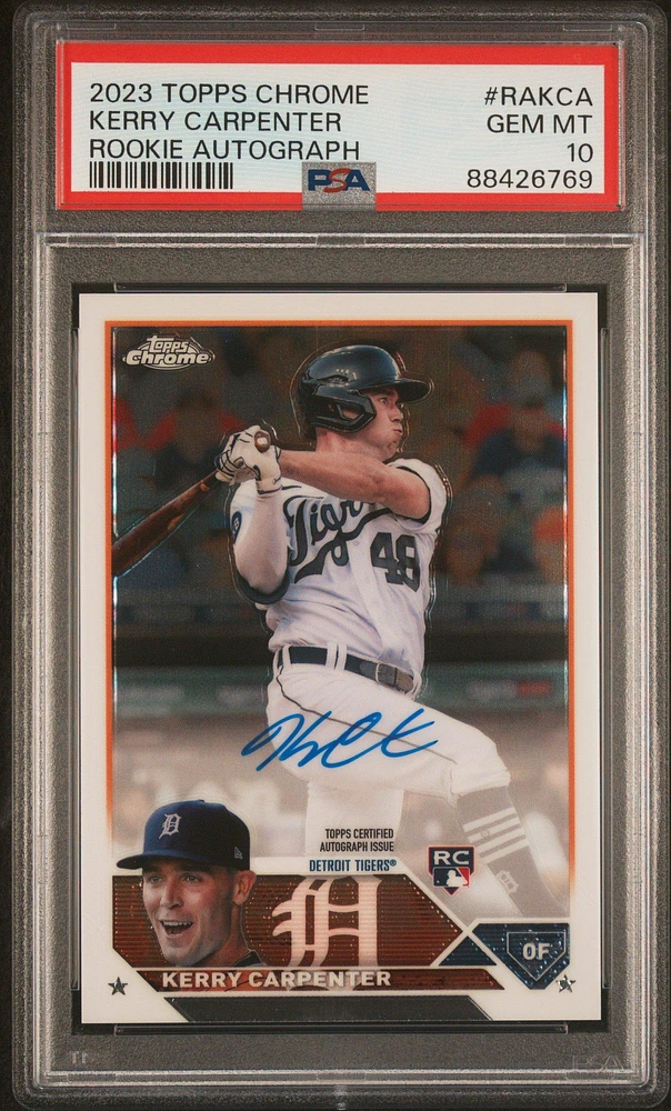 2023 Topps Chrome Rookie Autograph Rakca Kerry Carpenter PSA 10