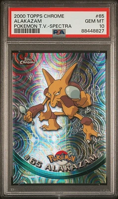 2000 Topps Chrome Pokemon T.v. 65 Alakazam Spectra PSA 10