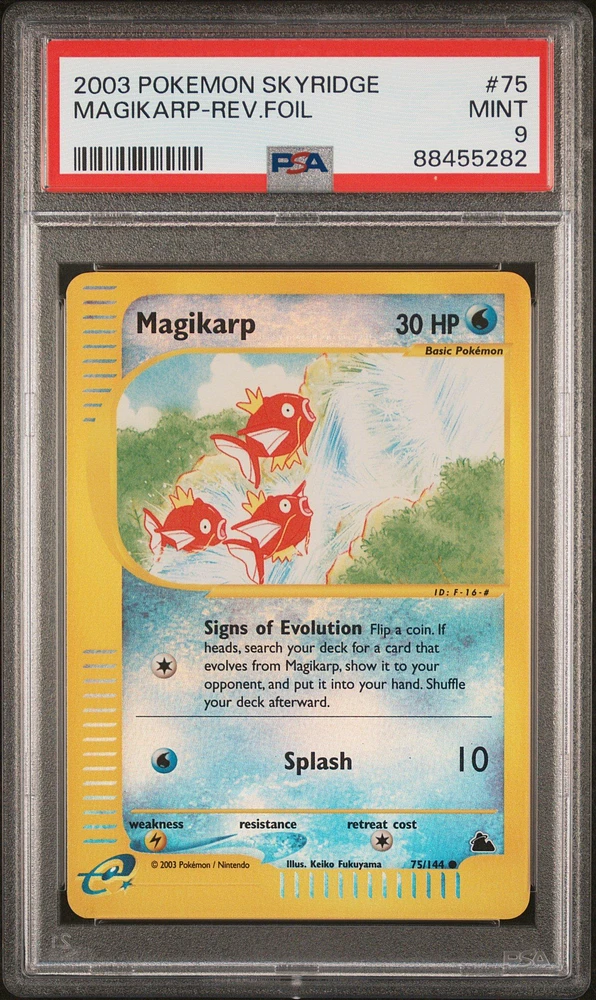 2003 Pokemon Skyridge 75 Magikarp-reverse Foil PSA 9