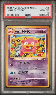 2001 Pokemon Japanese Neo 4 80 Light Slowbro PSA 10
