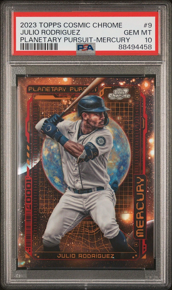 2023 Topps Cosmic Chrome Planetary Pursuit 9 Julio Rodriguez Mercury PSA 10