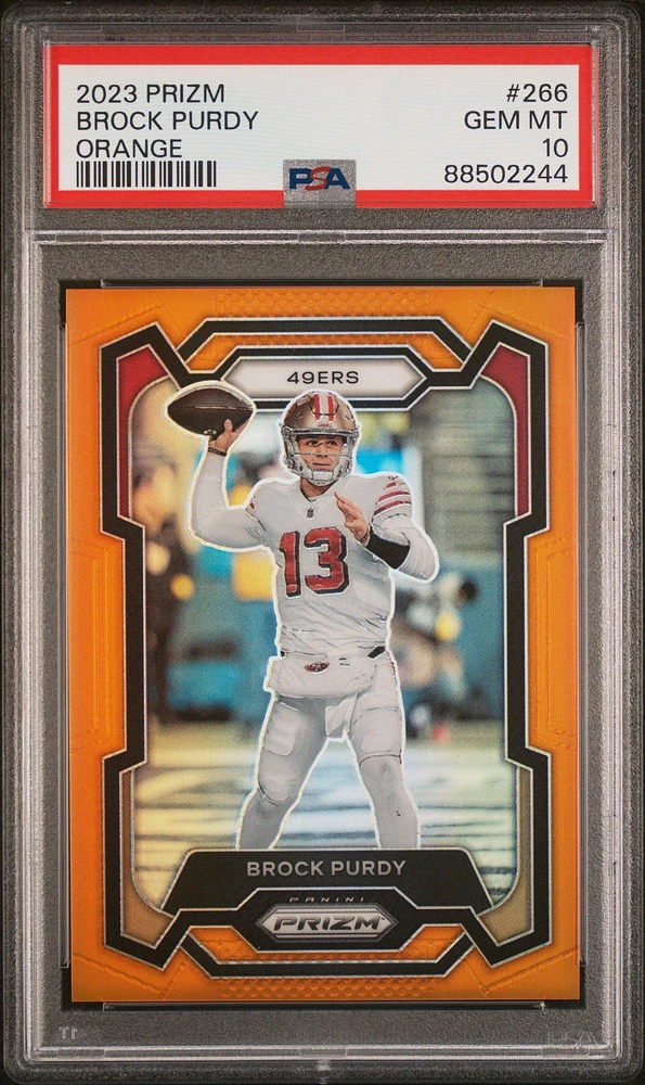 2023 Panini Prizm 266 Brock Purdy Orange Prizm PSA 10