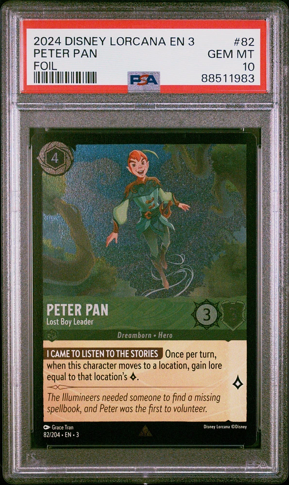 2024 Disney Lorcana En 3-into The Inklands 82 Peter Pan - Lost Boy Leader Foil PSA 10