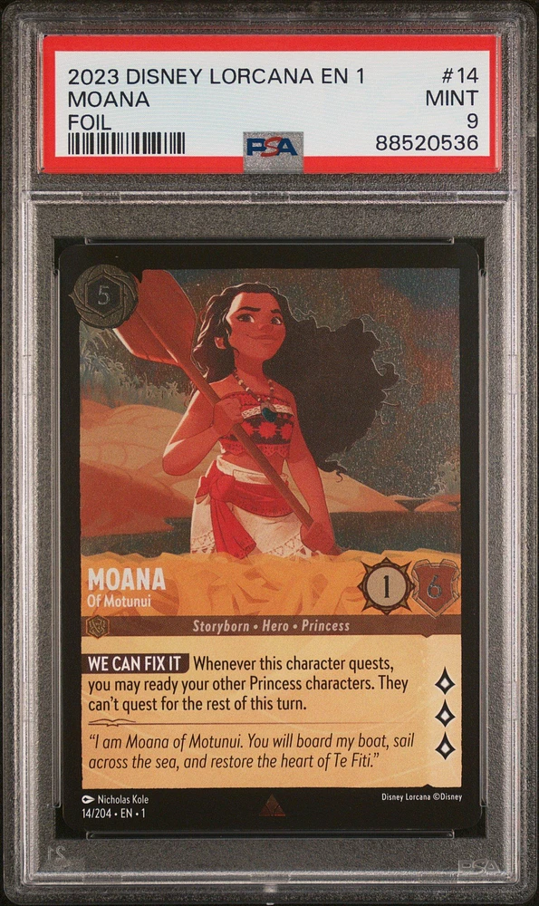 2023 Disney Lorcana En 1-the First Chapter 14 Moana - Of Motunui Foil PSA 9