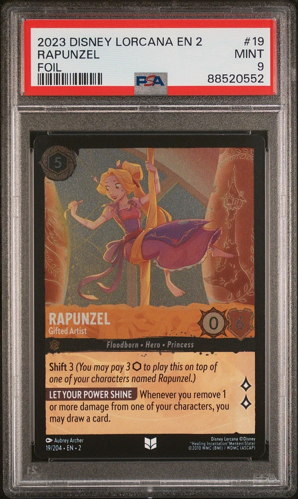2023 Disney Lorcana En 2-rise Of The Floodborn 19 Rapunzel - Gifted Artist Foil PSA 9