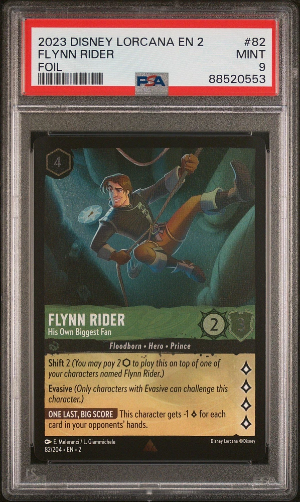 2023 Disney Lorcana En 2-rise Of The Floodborn 82 Flynn Rider - His Own Biggest Fan Foil PSA 9