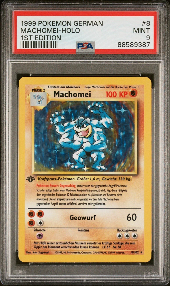 1999 Pokemon German 8 Machomei-holo 1st Edition PSA 9