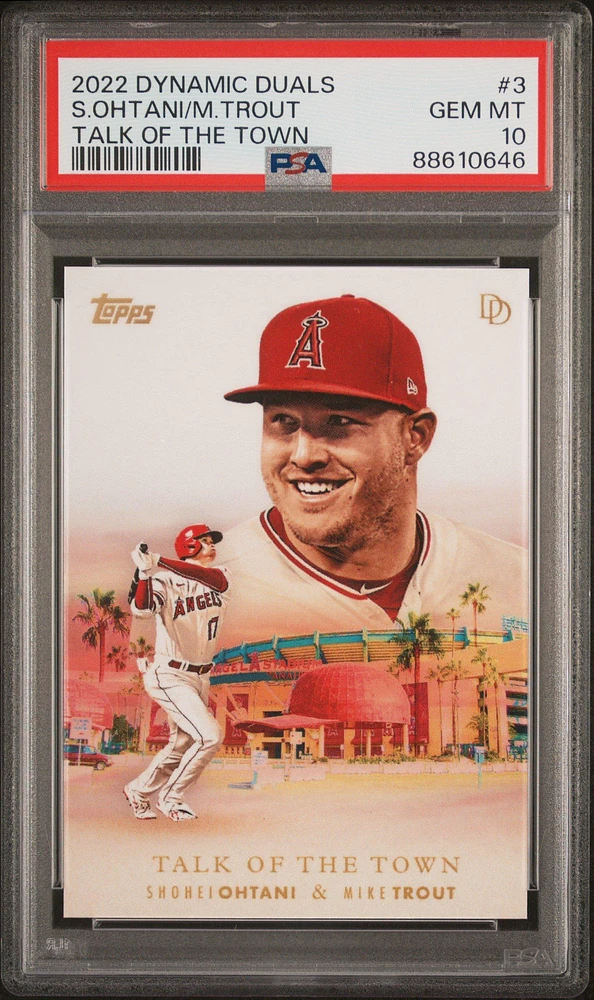 2022 Topps Dynamic Duals Talk Of The Town 3 Mike Trout/shohei Ohtani PSA 10