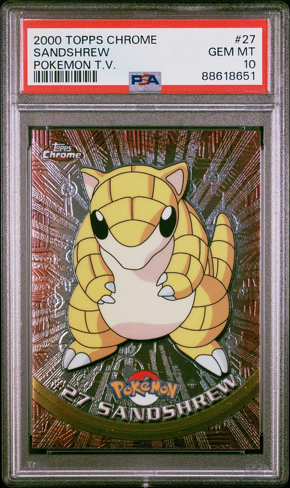 2000 Topps Chrome Pokemon T.v. 27 Sandshrew PSA 10