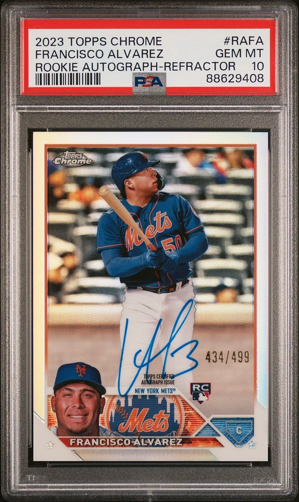 2023 Topps Chrome Rookie Autograph Rafa Francisco Alvarez Refractor PSA 10