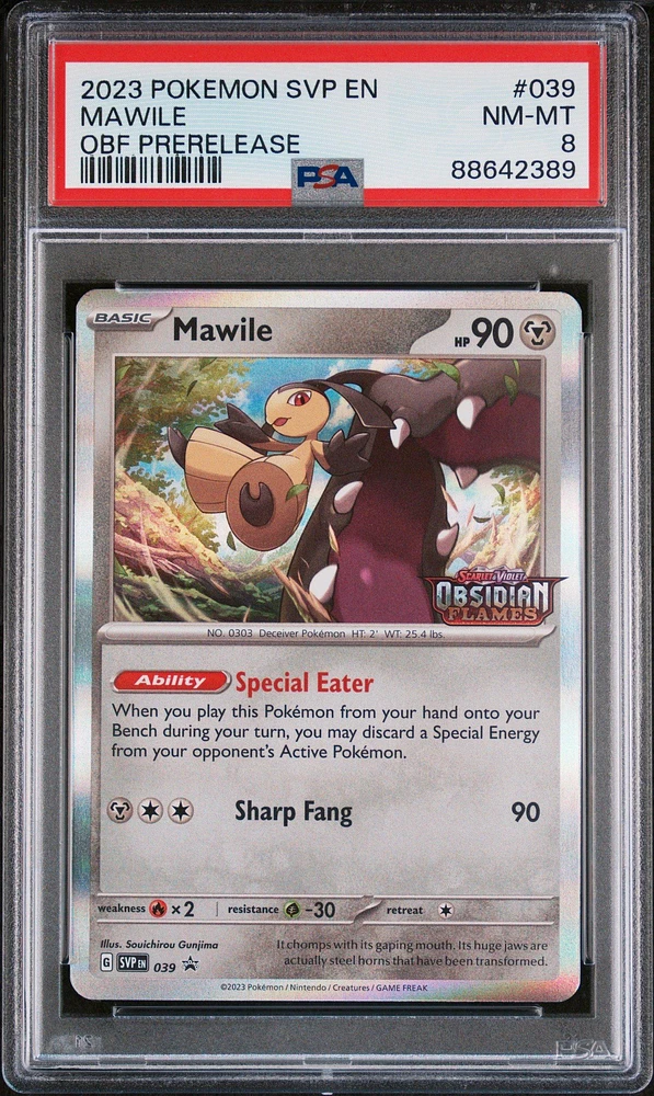 2023 Pokemon Svp En-sv Black Star Promo 039 Mawile Obsidian Flames Prerelease PSA 8