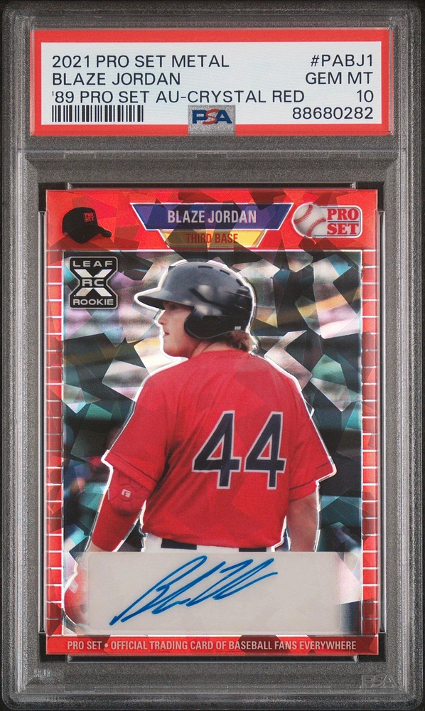 2021 Leaf Pro Set Metal 1989 Pro Set Autographs Pabj1 Blaze Jordan Crystal Red PSA 10