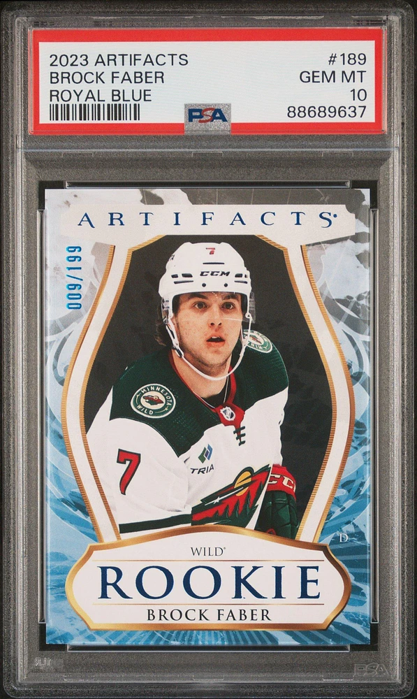 2023 Upper Deck Artifacts 189 Brock Faber Royal Blue PSA 10