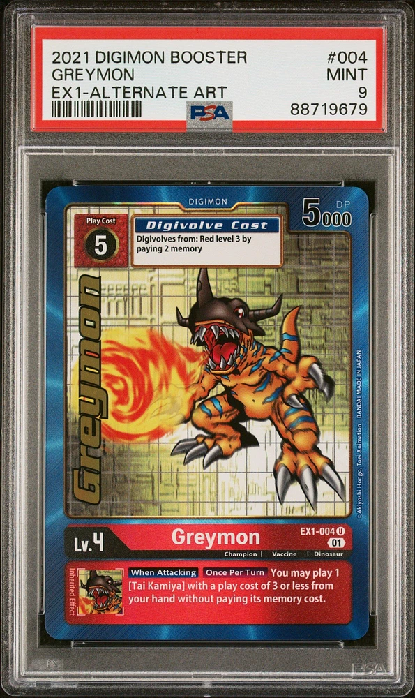 2021 Digimon Booster Classic Collection 004 Greymon Alternate Art PSA 9