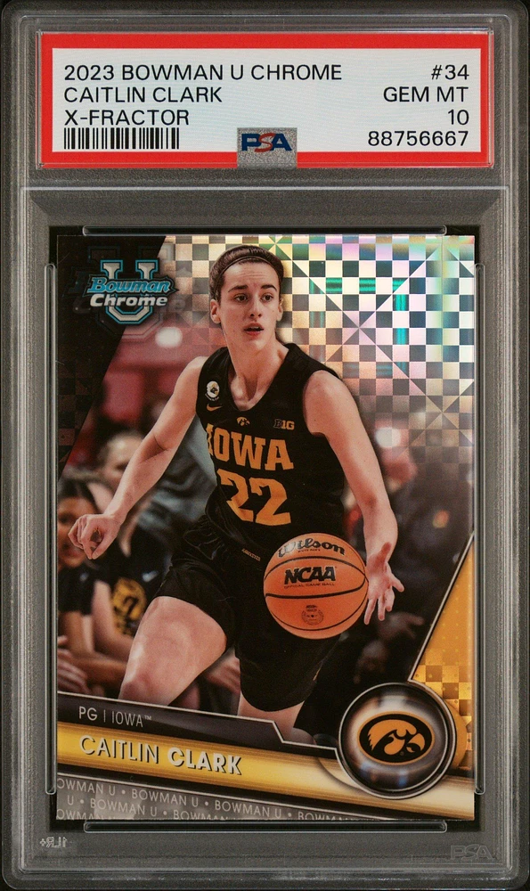 2023 Bowman University Chrome 34 Caitlin Clark X-fractor PSA 10
