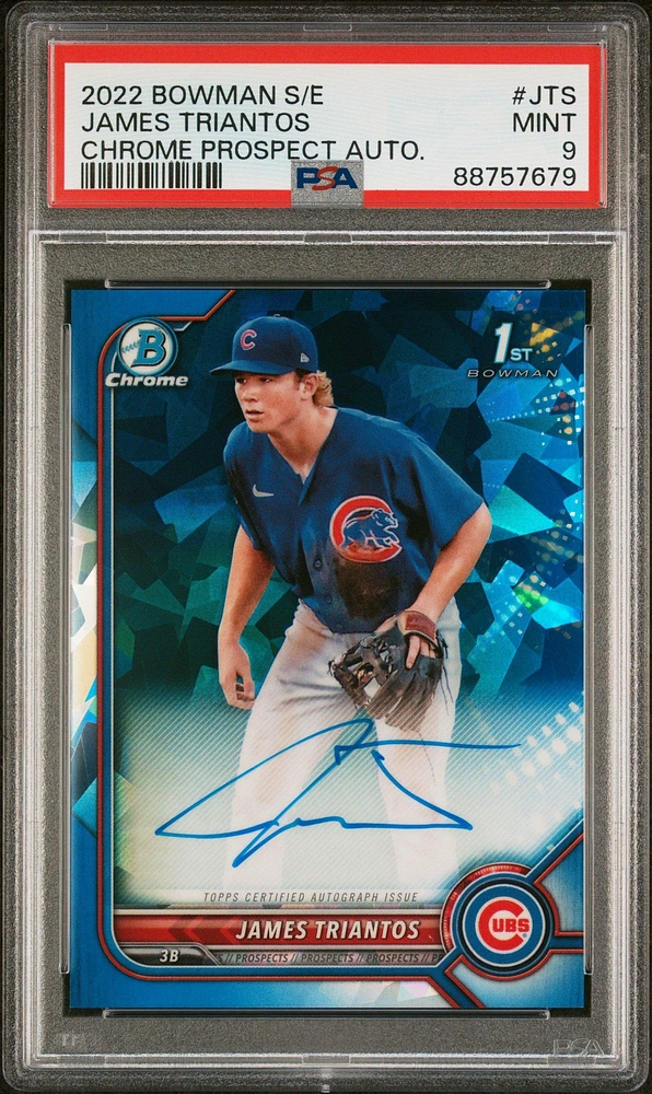 2022 Bowman Sapphire Edition Chrome Prospect Autographs Jts James Triantos PSA 9