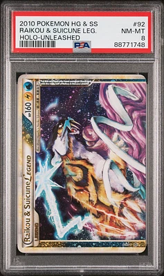 2010 Pokemon Heartgold & Soulsilver Unleashed 92 Raikou & Suicune Legend-holo PSA 8