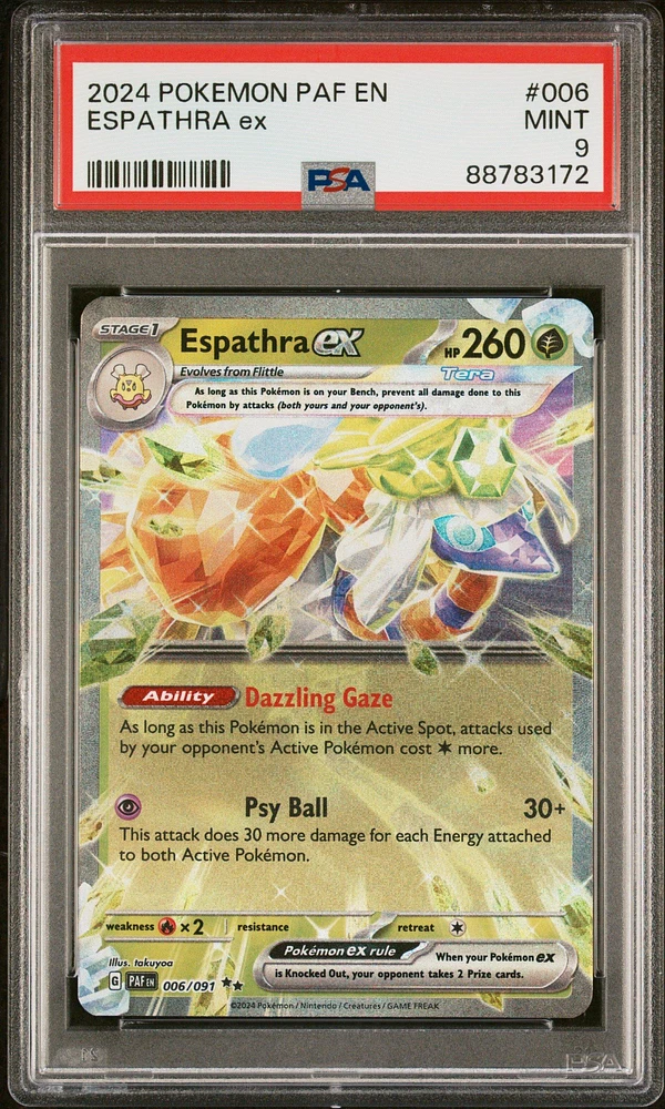 2024 Pokemon Paf En-paldean Fates 006 Espathra Ex PSA 9