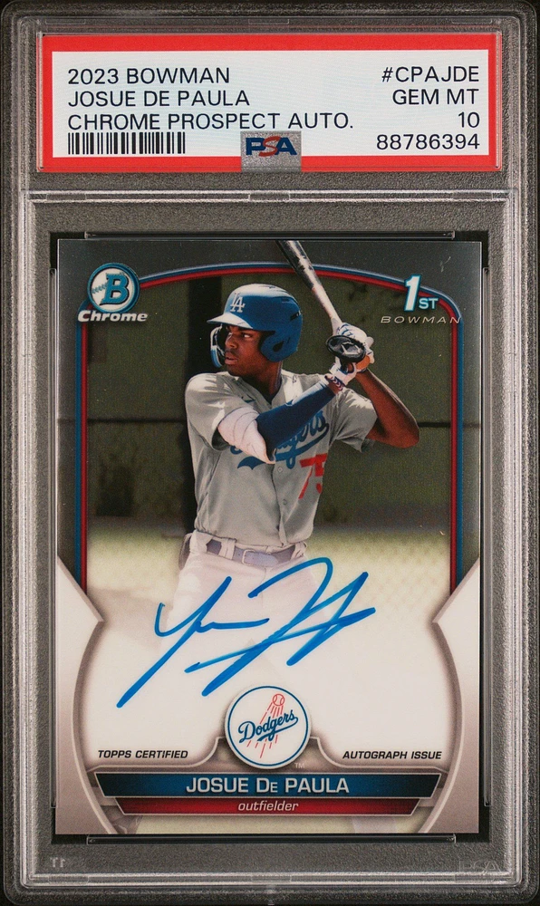 2023 Bowman Chrome Prospect Autographs Cpajde Josue De Paula PSA 10