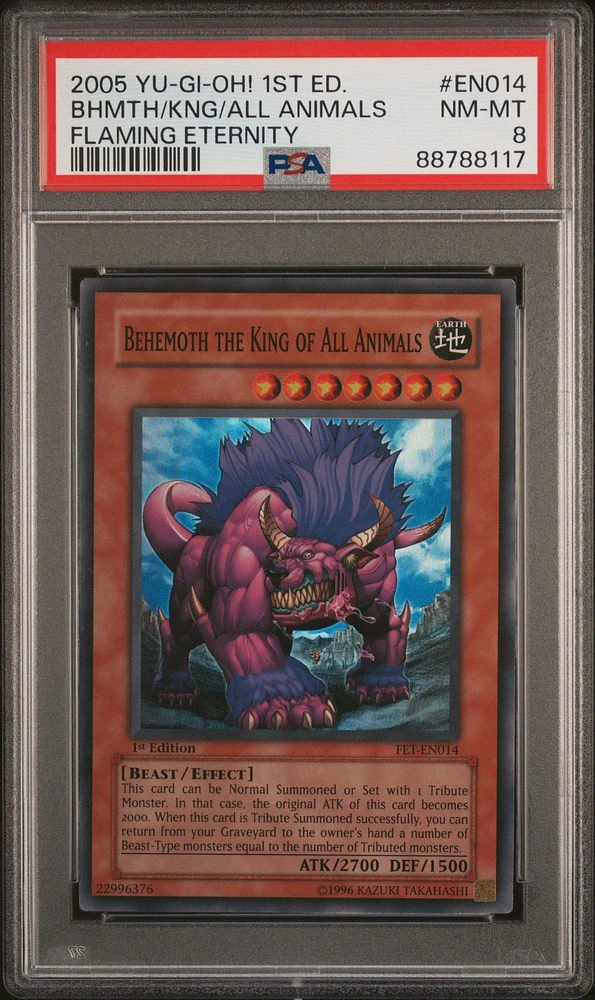 2005 Yu-gi-oh! Fet-flaming Eternity En014 Behemoth The King Of All Animals 1st Edition PSA 8