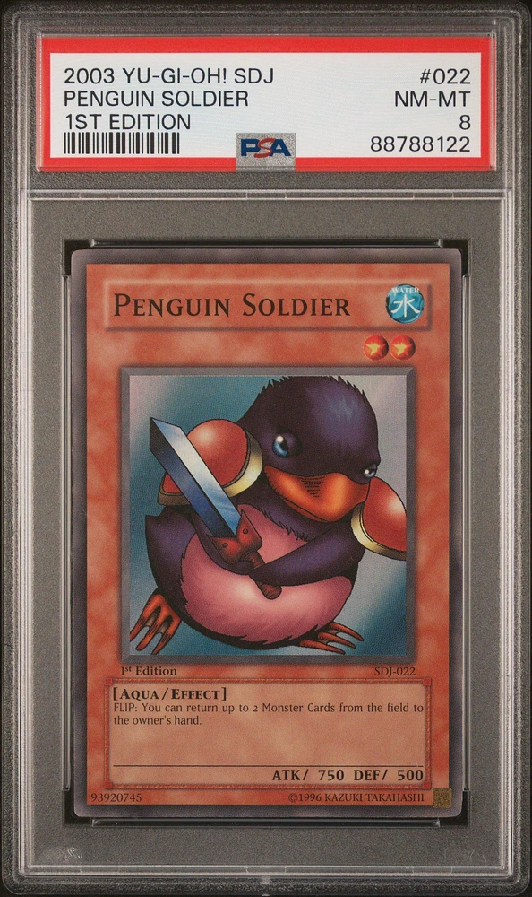 2003 Yu-gi-oh! Starter Deck: Joey 022 Penguin Soldier 1st Edition PSA 8