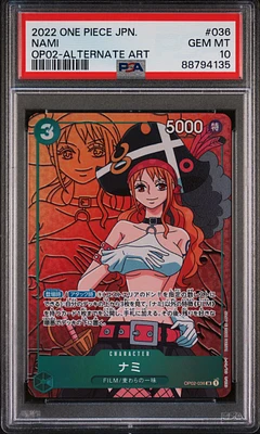 2022 One Piece Japanese Op02-paramount War 036 Nami Alternate Art PSA 10