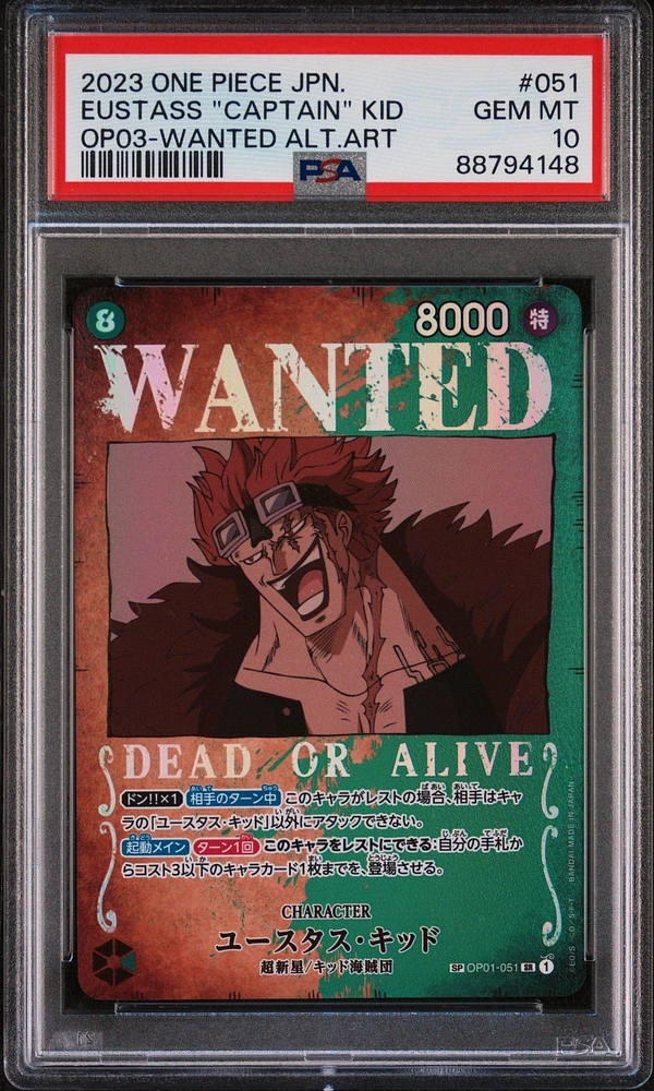 2023 One Piece Japanese Pillars Of Strength 051 Eustass "captain" Kid Wanted Alternate Art PSA 10
