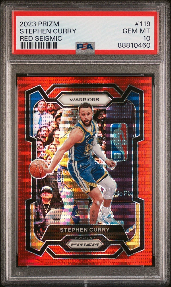 2023 Panini Prizm 119 Stephen Curry Red Seismic PSA 10