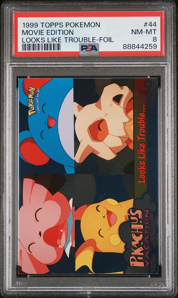 1999 Topps Pokemon The Movie Edt 44 Movie Edition Looks Like Trouble-foil PSA 8