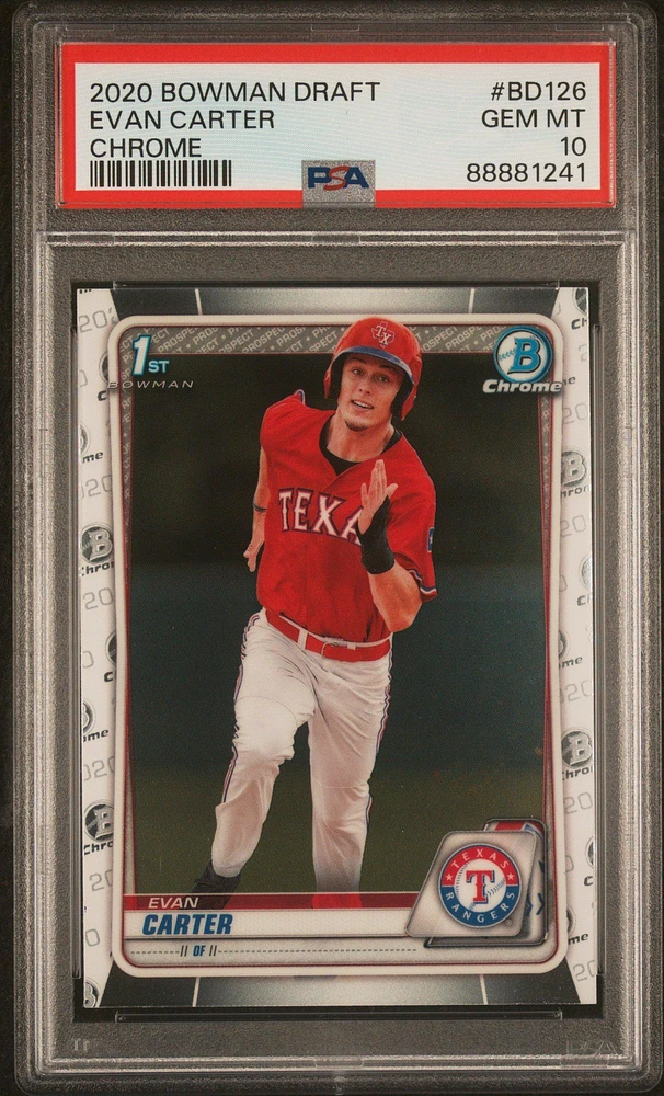 2020 Bowman Draft Bd126 Evan Carter Chrome PSA 10