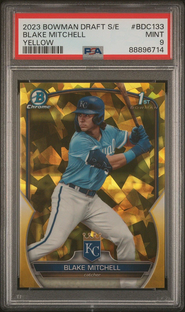 2023 Bowman Draft Sapphire Edition Bdc133 Blake Mitchell Yellow PSA 9