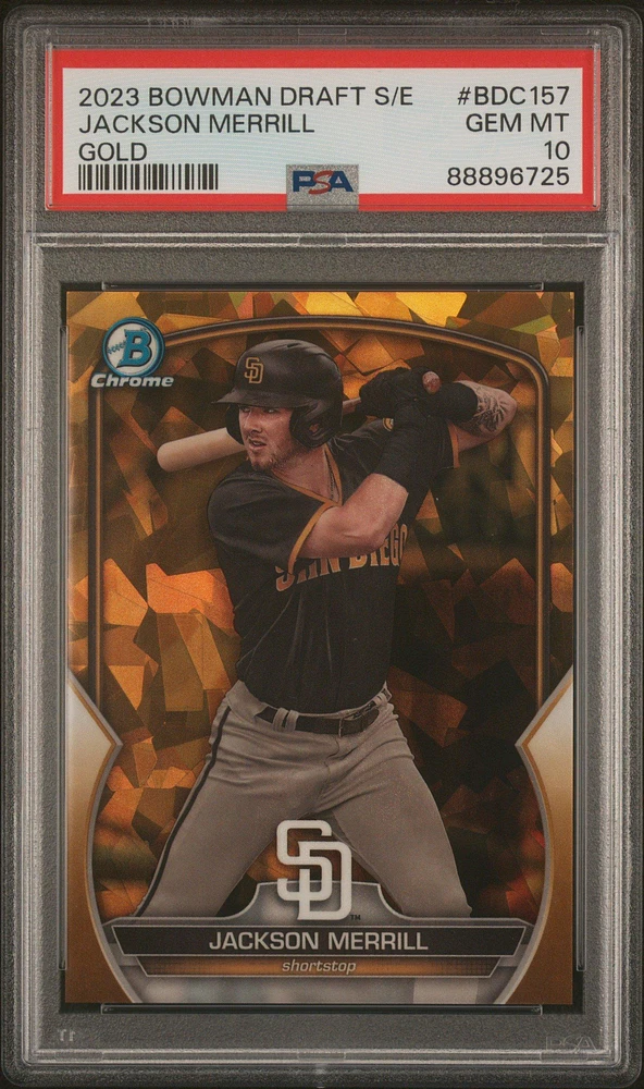 2023 Bowman Draft Sapphire Edition Bdc157 Jackson Merrill Gold PSA 10