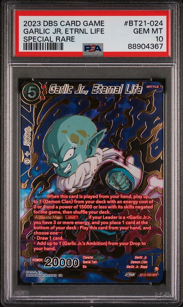 2023 Dragon Ball Super Card Game Series 21 Wild Resurgence Bt21-024 Garlic Jr, Etrnl Life PSA 10