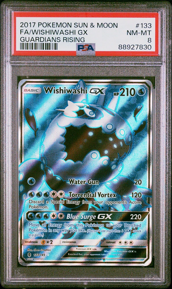 2017 Pokemon Sun & Moon Guardians Rising 133 Full Art/wishiwashi Gx PSA 8