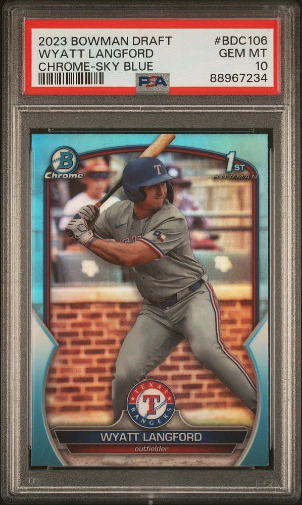 2023 Bowman Draft Bdc106 Wyatt Langford Chrome-sky Blue PSA 10