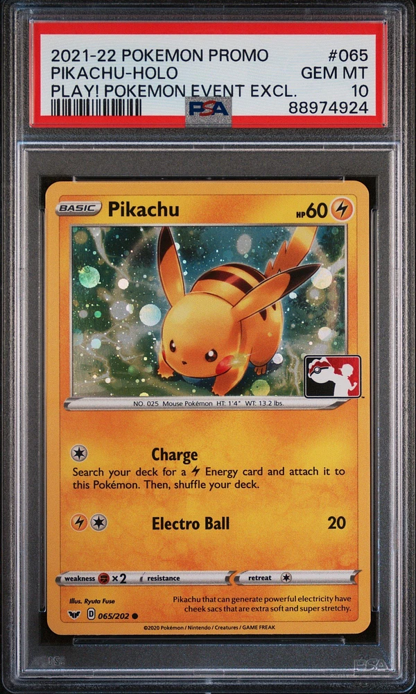 2021-22 Pokemon Promo 065 Pikachu-holo Play! Pokemon Event Exclusive PSA 10
