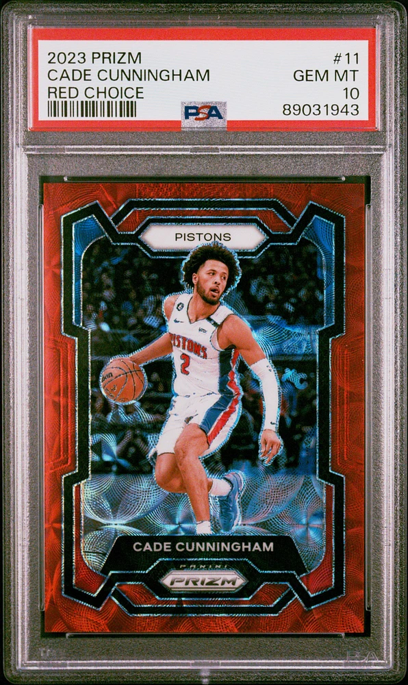 2023 Panini Prizm 11 Cade Cunningham Red Choice PSA 10
