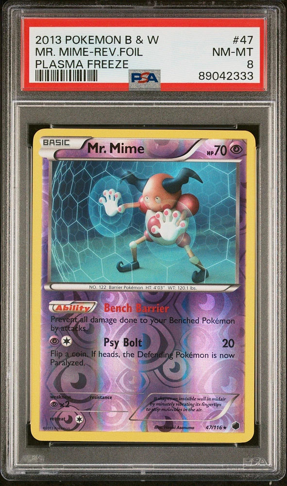 2013 Pokemon Black & White Plasma Freeze 47 Mr. Mime-reverse Foil PSA 8