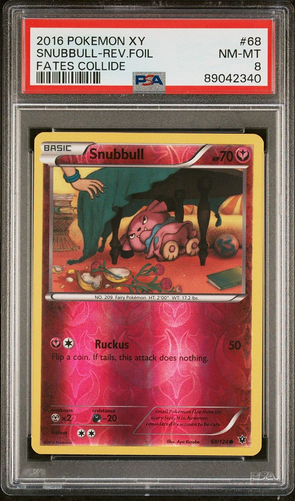 2016 Pokemon Xy Fates Collide 68 Snubbull-reverse Foil PSA 8