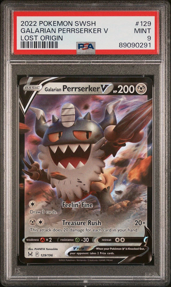 2022 Pokemon Sword & Shield Lost Origin 129 Galarian Perrserker V PSA 9