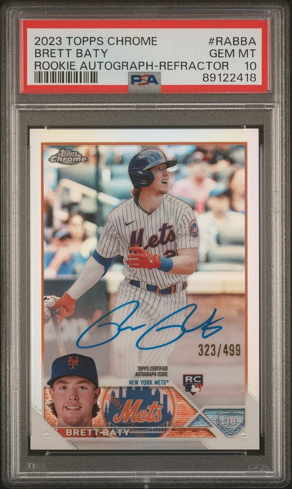 2023 Topps Chrome Rookie Autograph Rabba Brett Baty Refractor PSA 10