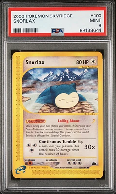 2003 Pokemon Skyridge 100 Snorlax PSA 9