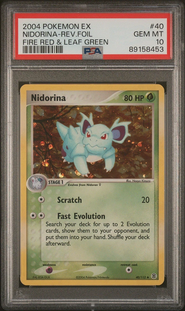 2004 Pokemon Ex Fire Red & Leaf Green 40 Nidorina-reverse Foil PSA 10