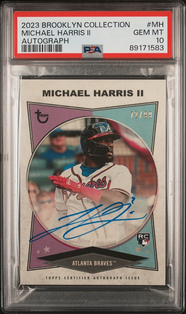2023 Topps Brooklyn Collection Autograph Mh Michael Harris Ii PSA 10