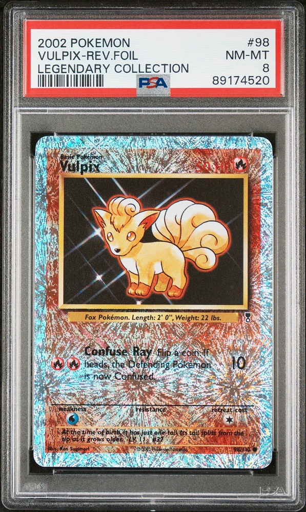 2002 Pokemon Legendary Collection 98 Vulpix-reverse Foil PSA 8